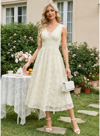 Klänning Midi i Spets med Jacquard