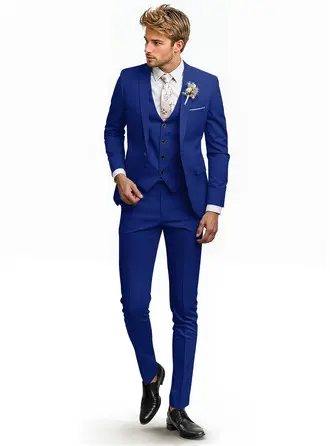 Solid Color 3 Piece Single Breasted Men's Wedding Formal Suit 