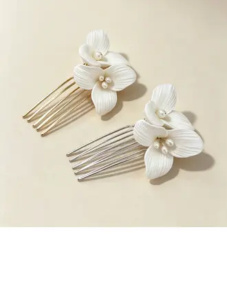 Coiffe de mariage pearl fleurs ensemble de peignes à cheveux (lot de 2)