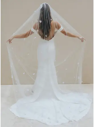 Perła Bez lamówki Pojedynczy poziom Ślubny Długość katedry 300 cm Welon