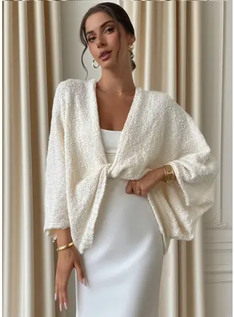 Knit ブライダル ソリッドカラー 結婚式 ジャケット/ラップ 