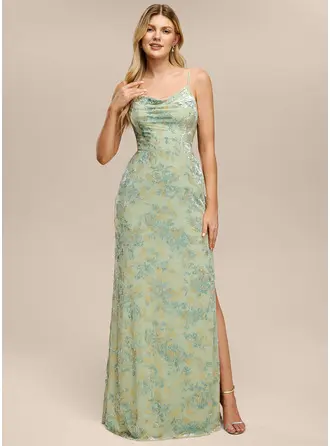 Cowl Spaghetti Straps Jacquard Dress