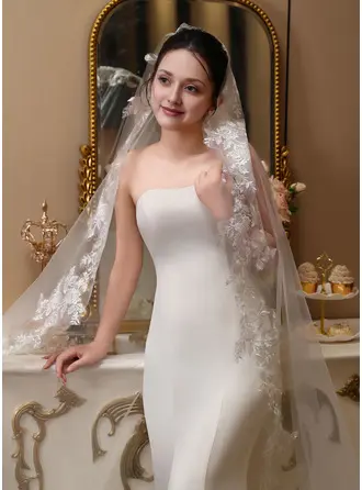 Spitze Schnittkante Einstufig Hochzeit Kathedralenschleier 330 cm Brautschleier 