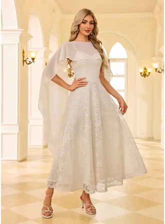 Manga capa renda maxi vestido