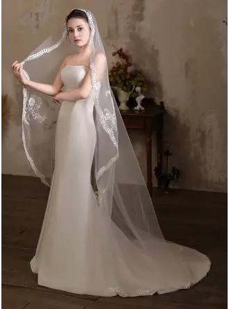 Spitze Schnittkante Einstufig Hochzeit Kapellenschleier 200 cm Brautschleier 