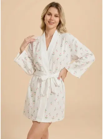 Peignoirs de demoiselles d’honneur avec imprimé fleur en coton