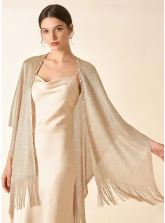 Polyester cocktail glitter cover-ups met kralen
