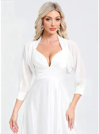 De chiffon effen kleur 1/2 mouwen bruids wrap