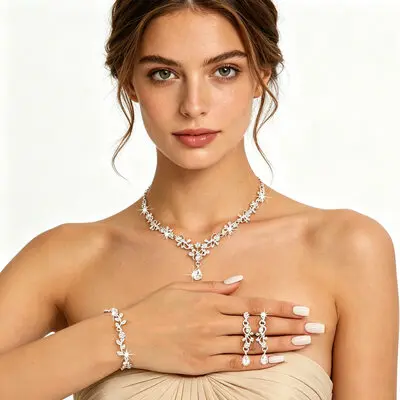 Strass pavimentação casamento conjuntos de jóias ela brincos colar e pulseira (conjunto de 3)
