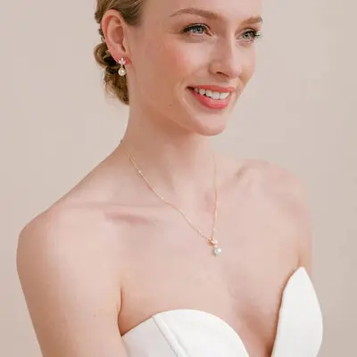 Bridal Rhinestone Wedding Earrings Necklace Jewelry Sets (Set of 2) 