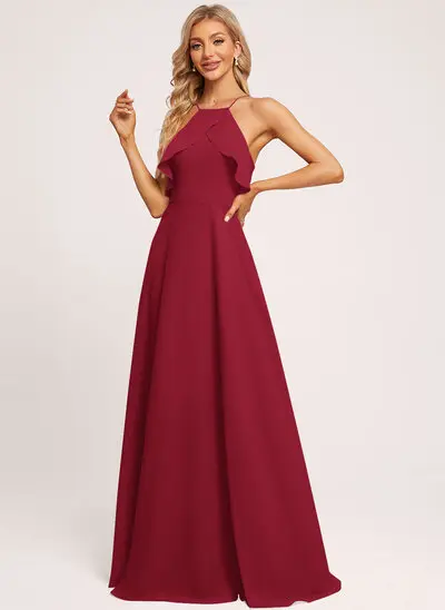 Jurk a-lijn van chiffon met halter ruches