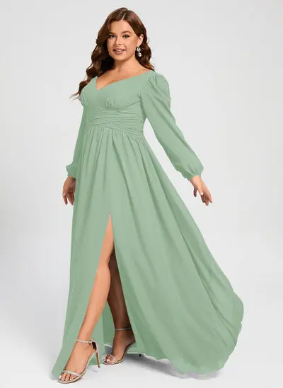 A-line Ruffle Chiffon Dress