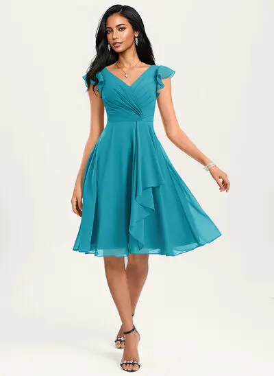 A-line Ruffle Chiffon Dress