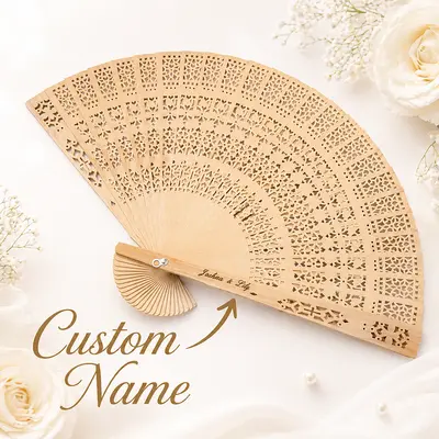 1 PC Personalized Hand fan Bride Gifts Elegant Wooden