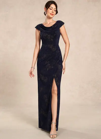 Sheath/Column Cowl Pleated Spandex Dress
