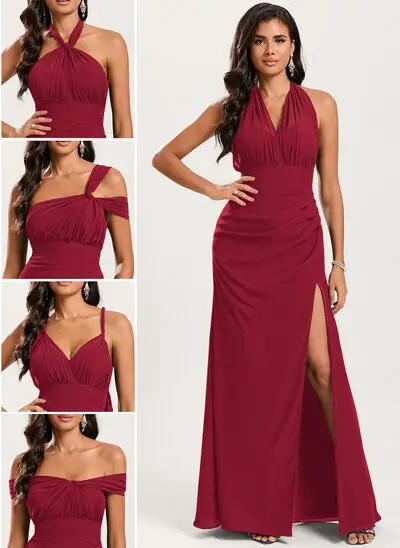 Jurk zeemeermin van chiffon met off-shoulder ruches
