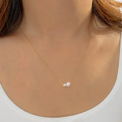 Minimalistinen pyöreä makeanveden helmi chain kaulakorut 
