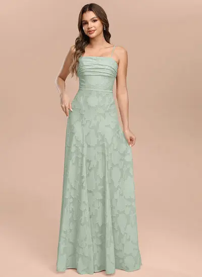 Square Spaghetti Straps 3D Floral Floral Burnout Dress