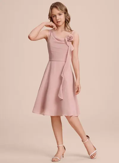 A-line Cowl Pleated Chiffon Dress