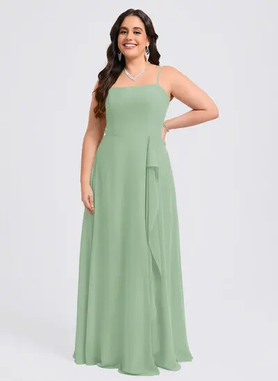 A-line Square Ruffle Chiffon Dress