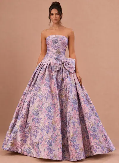 Robe princesse à bustier avec plis en jacquard