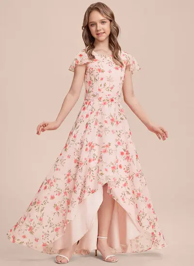 A-line Flower Chiffon Dress