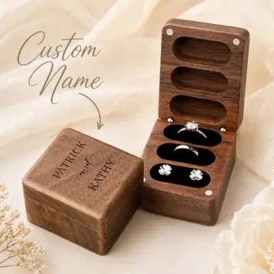 1 PC Personlig Ring Boks Bride Gaver Tre