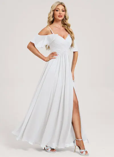 A-line Ruffle Chiffon Dress
