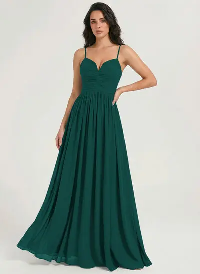 A-line Sweetheart Ruched Chiffon Dress