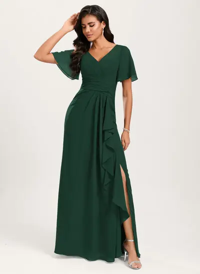A-line Ruffle Chiffon Dress