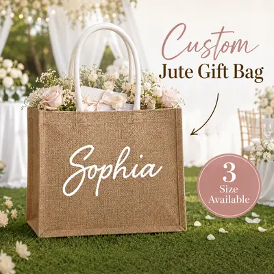 1 pc personalizzato sacchetto regalo in juta sposa regali lino