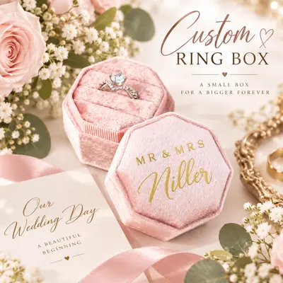 1 PC Personalized Ring Box Bride Gifts Velvet