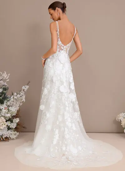 Vestido línea a multiposición de encaje