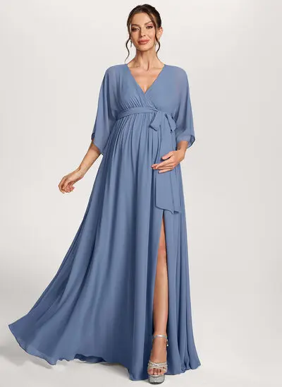 Umstandskleid in A-Linie mit Plissee aus Chiffon