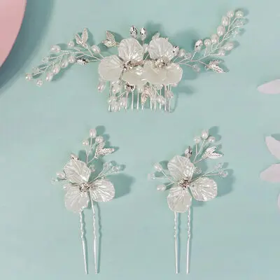 Rhinestone Perle Sett Hårnåler Hårkammer Hårtilbehør bryllup Hårpynt (Sett med 3) 