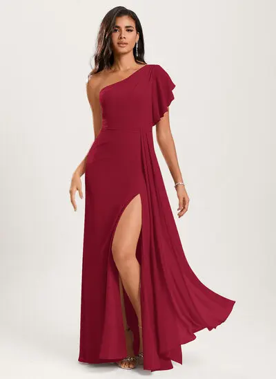 Jurk zeemeermin van chiffon met one-shoulder ruches