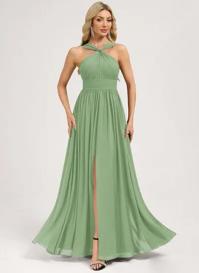 A-line Ruffle Chiffon Dress