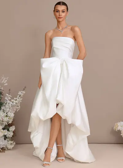 Vestido línea a con palabra de honor de satén