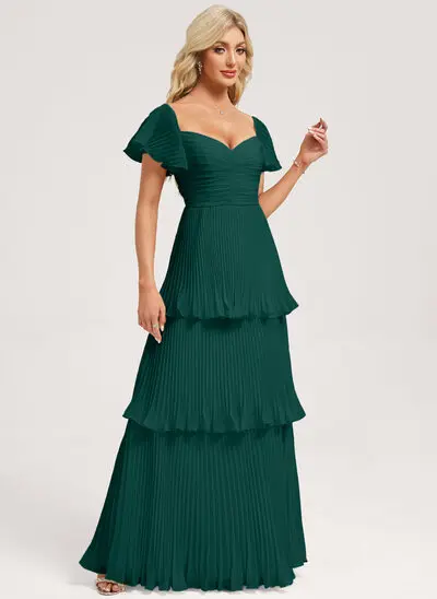 Pleated Chiffon Maxi Dress