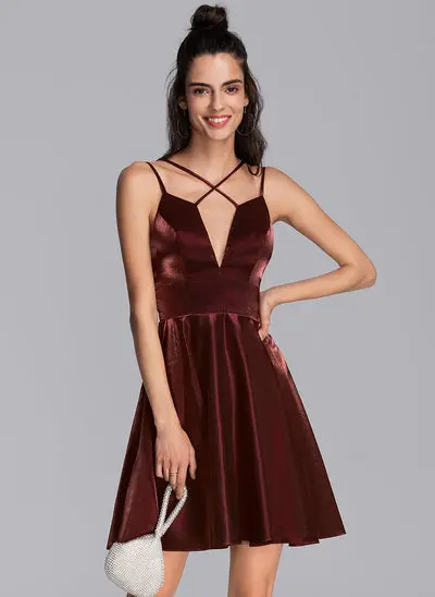 A-Line V-neck Short/Mini Jersey Homecoming Dress 