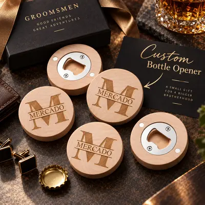 Ouvre-bouteille cadeaux pour garçons d'honneur - personnalisé en bois 1 pc