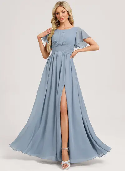 A-line Ruffle Chiffon Dress