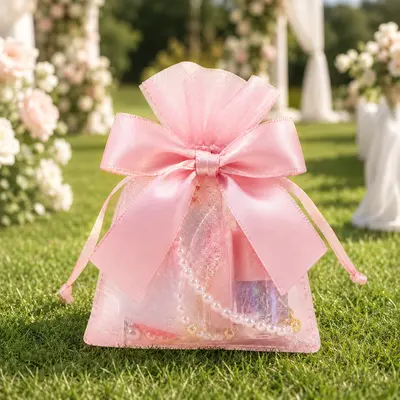 1 set/12 pezzi sacchetti in organza con coulisse tyll