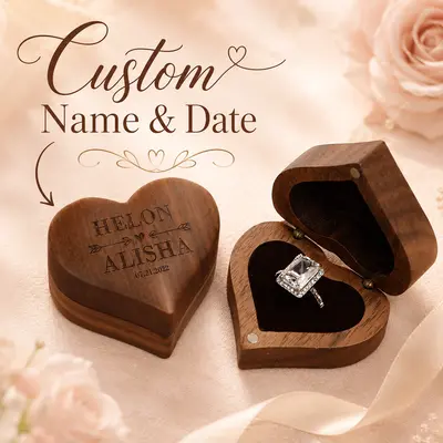 1 PC Personalized Ring Box Bride Gifts Wooden