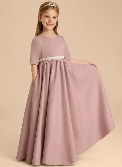 A-line Bow Stretch Crepe Dress