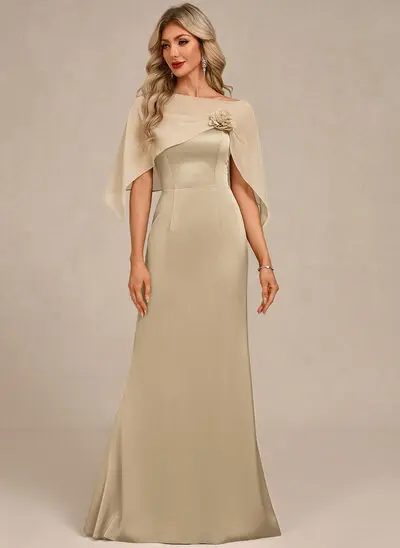 Cape Chiffon Maxi Dress