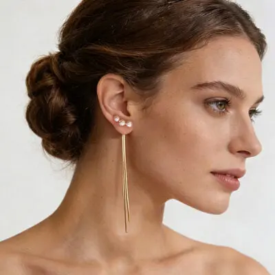 Lungo perla orecchini penzolanti matrimonio gioielli per spose e damigelle d'onore