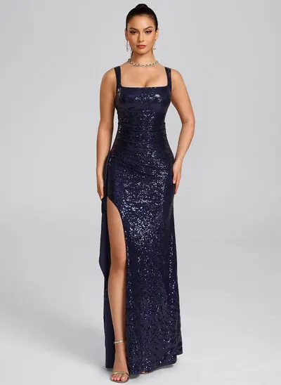 Escote cuadrado lentejuelas vestido