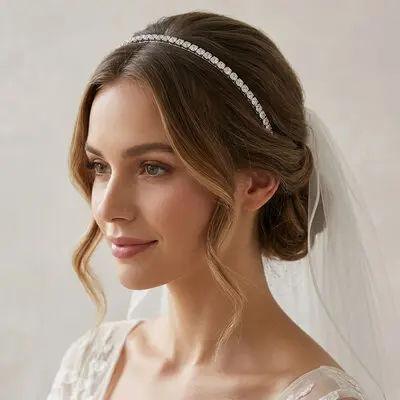 Tocado de novia circón diadema para bodas