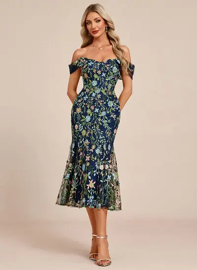 Flores 3d renda midi vestido